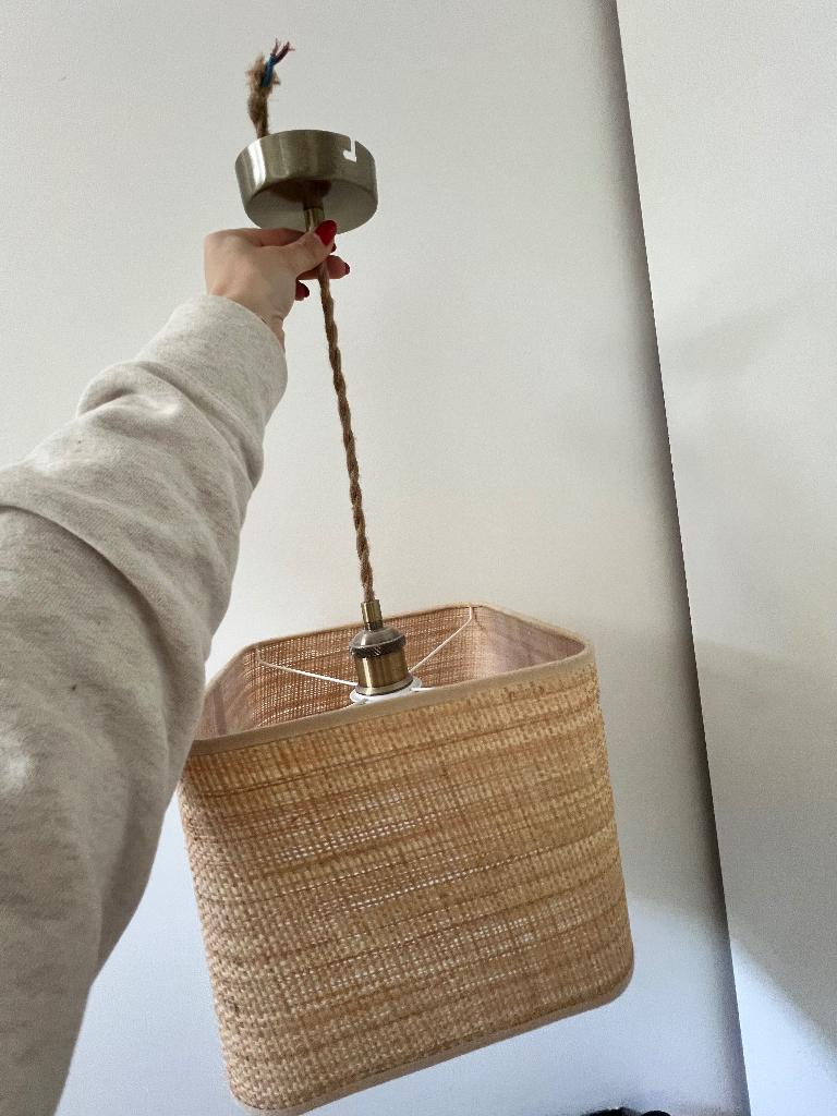 Twee rietenlampen Ibiza stijl, Huis en Inrichting, Lampen | Hanglampen, Ophalen, Zo goed als nieuw, Ibiza