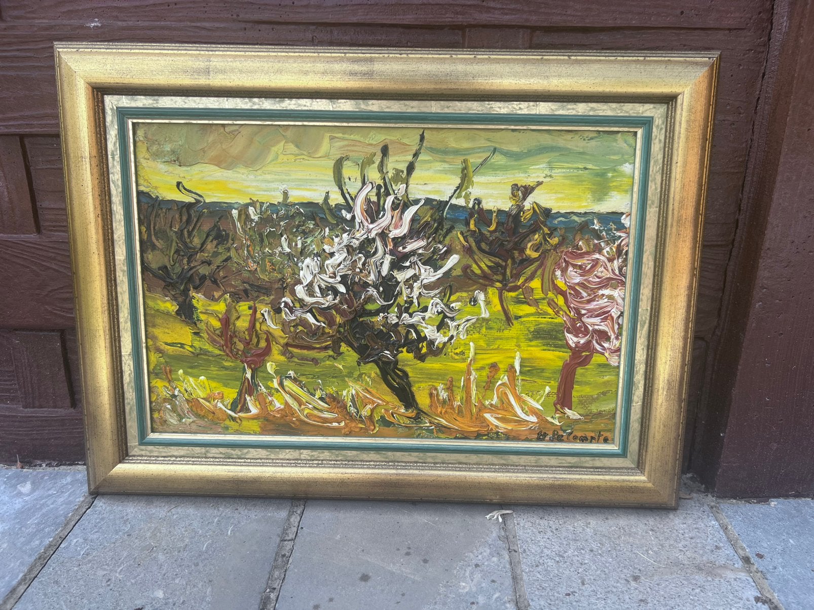 Etienne le compte, Antiquités & Art, Art | Peinture | Classique, Paysage, Autres styles, Autres techniques, Panneau, Signé, Peint à la main