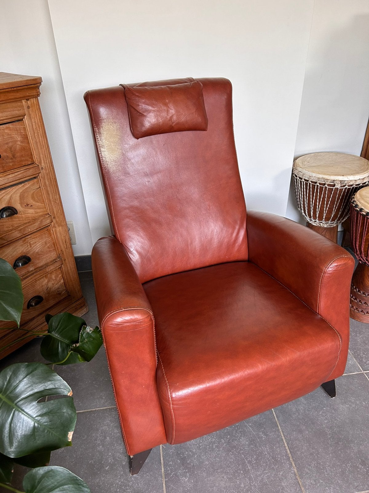 Gratis af te halen bruine, comfortabele zetel, Huis en Inrichting, Ophalen, Gebruikt, 75 tot 100 cm, Leer