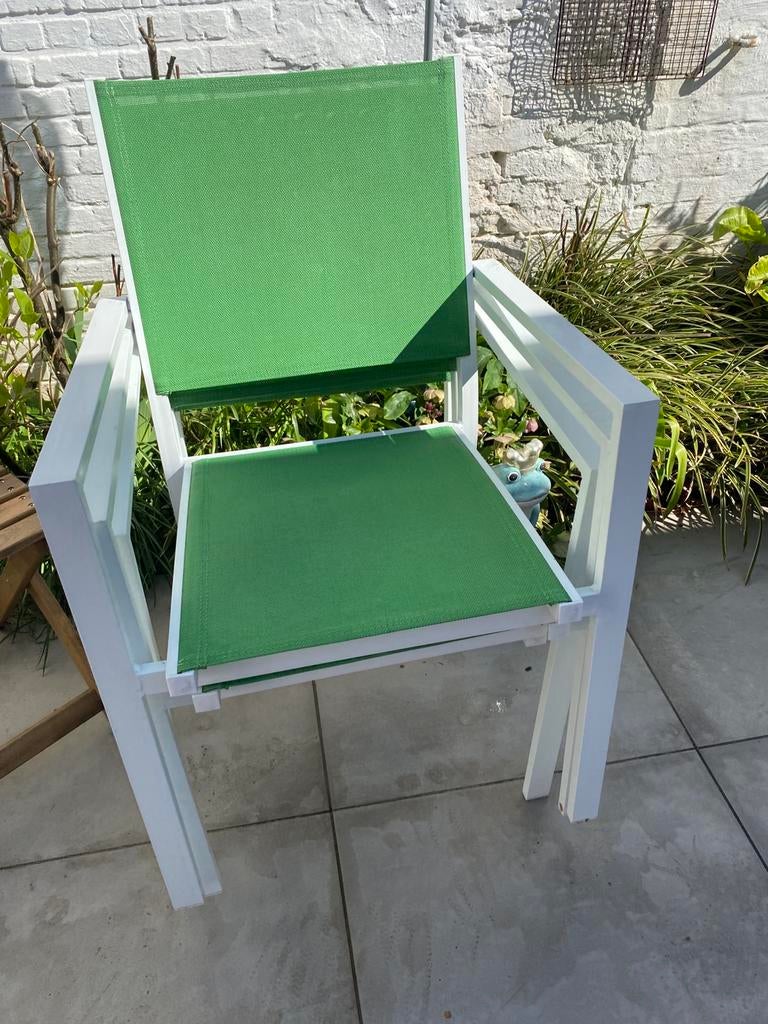 Set van drie groene tuinstoelen, Enlèvement, Comme neuf