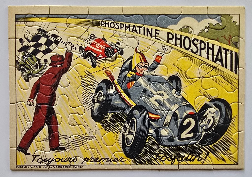 PHOSPHATINE — Reclamepuzzel — Legzaag — F1 Race nr. 6, Ophalen of Verzenden, Gebruikt, Reclamebord