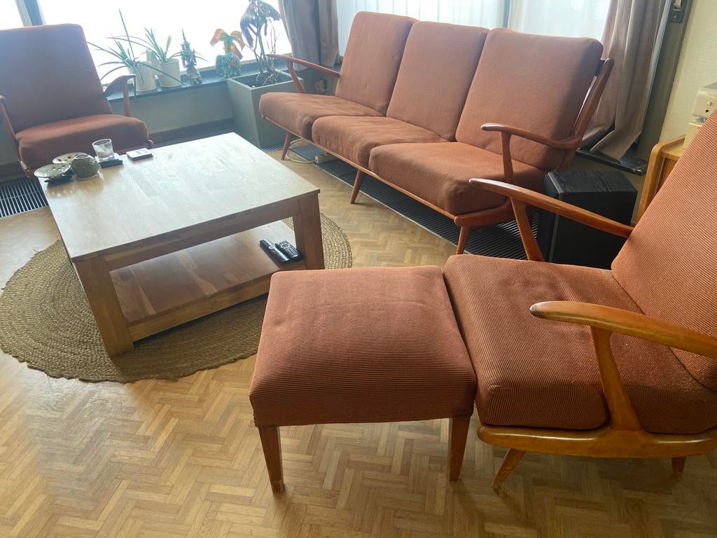 Vintage zetelset, Huis en Inrichting, Ophalen, Gebruikt, Stof, Vintage Retro