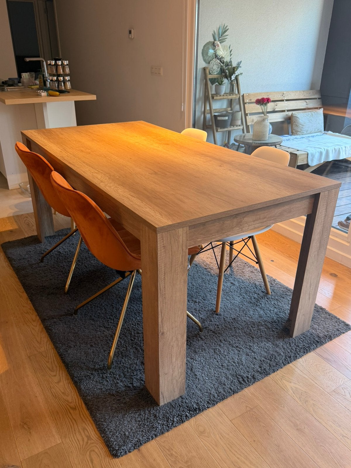 Eettafel houtlook 180cm x 90cm, Huis en Inrichting, Ophalen, Zo goed als nieuw