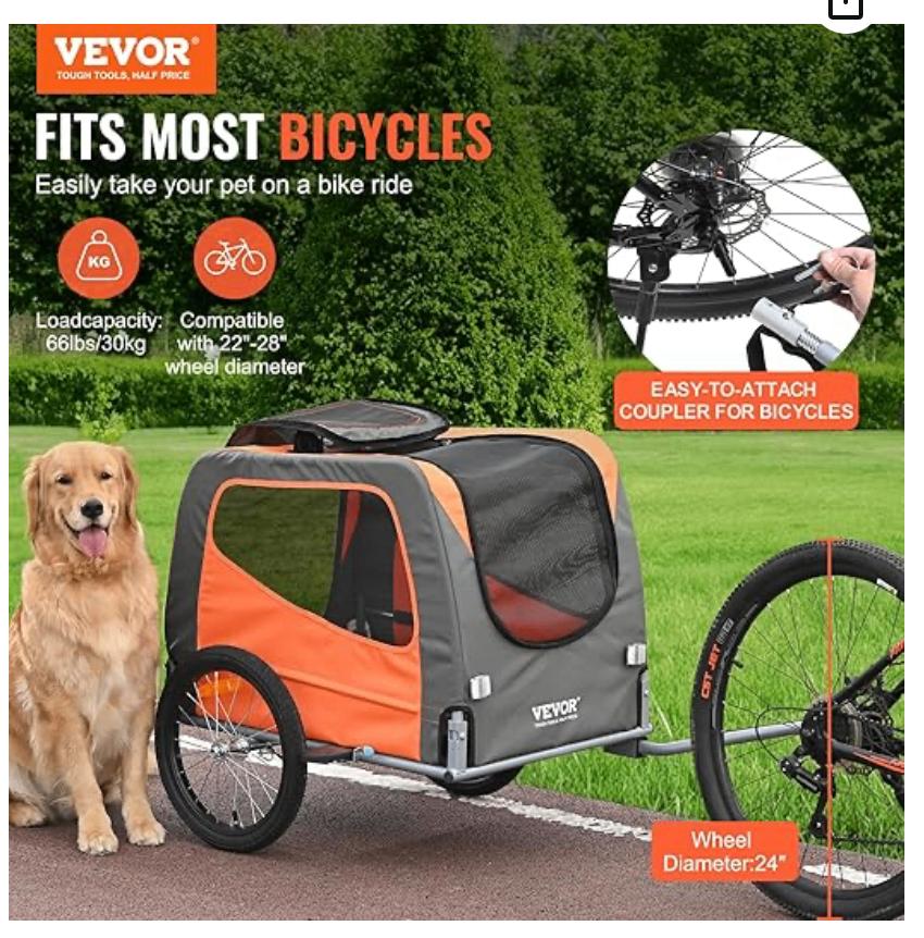 Remorque vélo pour chiens toute neuve !, Remorque pour chien, Vevor, Pliable, 20 à 40 kg