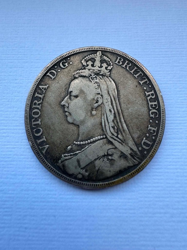Verenigd Koninkrijk - 1 Crown 1891 (Victoria, Zeldzaam), Postzegels en Munten, Ophalen of Verzenden, Overige landen, Losse munt
