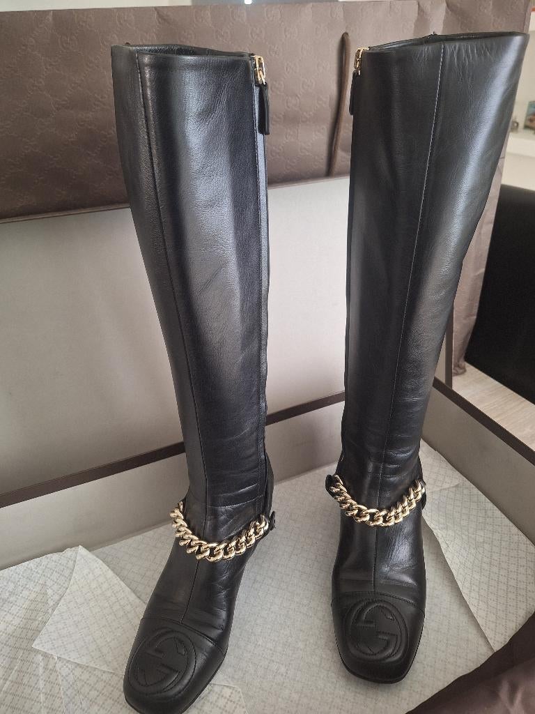 Gucci leren laarzen, Kleding | Dames, Schoenen, Ophalen, Zwart, Zo goed als nieuw, Hoge laarzen