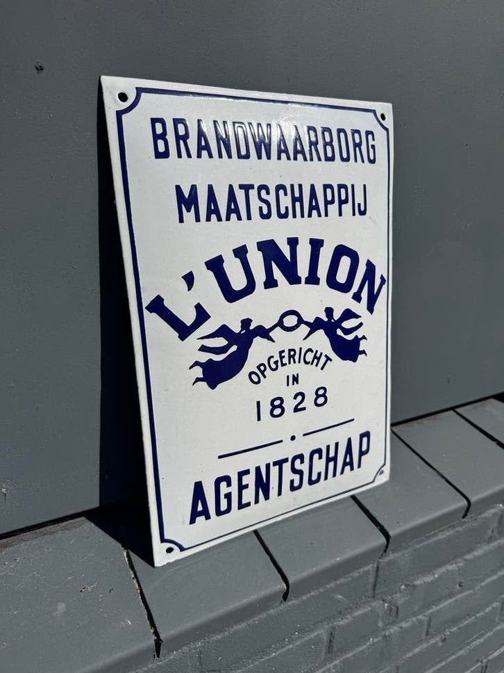 Emaille reclamebord Brandwaarborg Maatschappij L'Union, Antiek en Kunst