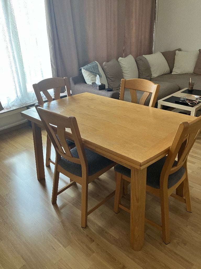 Eettafel met 4 stoelen, Huis en Inrichting, Ophalen, Gebruikt, 100 tot 150 cm, Eikenhout