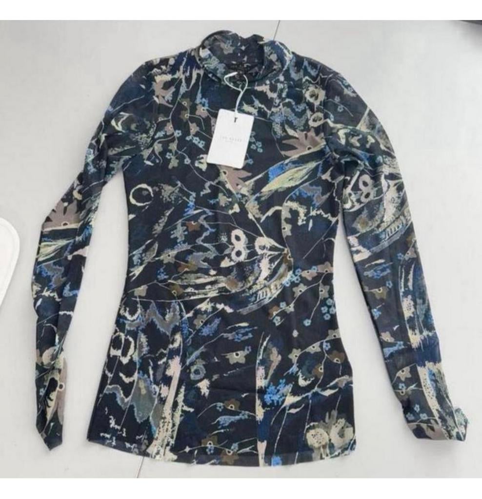 Ted Baker Rechel Jersey Printed Roll Neck shirt top NIEUW, Kleding | Dames, Blauw, Nieuw, Ophalen of Verzenden, Lange mouw