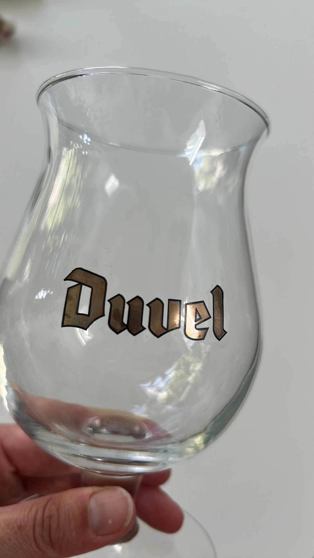 Vintage set van 2x Duvel bierglas met gouden letters, Verzamelen, Ophalen, Bierglas