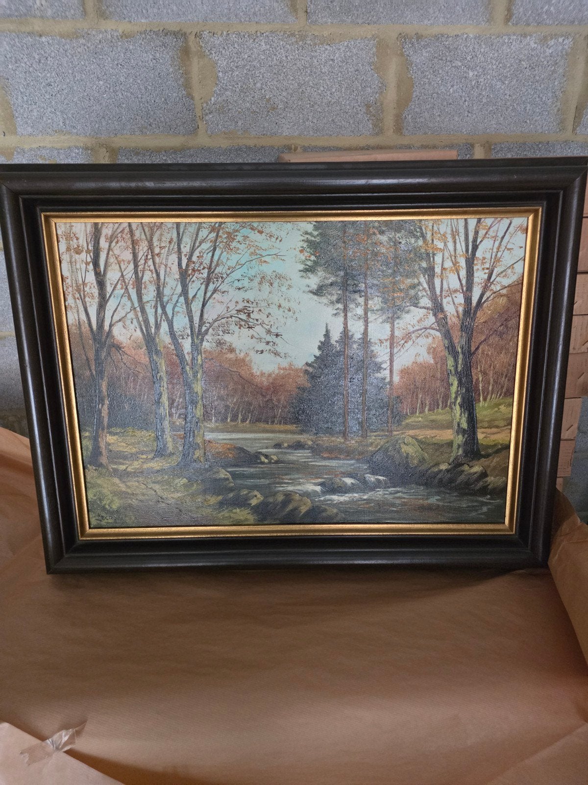tableau peinture a l huile j.decroux-paysage d automne, Enlèvement, Peinture à l'huile, Paysage, Toile