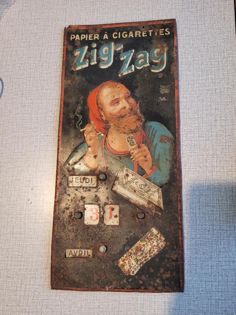 ancien calendrier publicitaire papier à cigarettes zig-zag, Enlèvement ou Envoi, Utilisé, Panneau publicitaire
