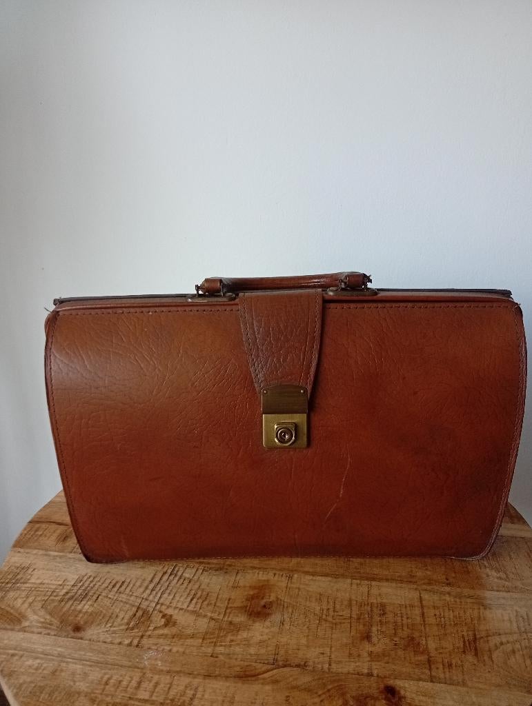 Zeer mooie vintage lederen aktetas Norris England jaren '60, Gebruikt, Bruin, Aktetas of Boekentas, Leer