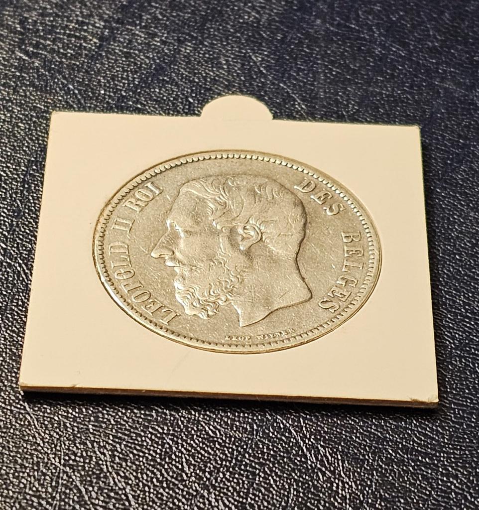 5 Frank 1871, Leopold II, Postzegels en Munten, Ophalen of Verzenden, Zilver, Losse munt, Zilver