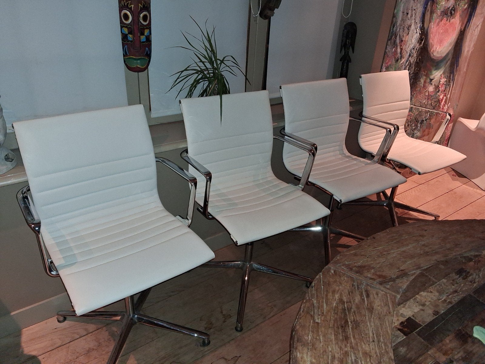 lederen Valea stoelen, Maison & Meubles, Comme neuf, Enlèvement, Blanc, Cuir