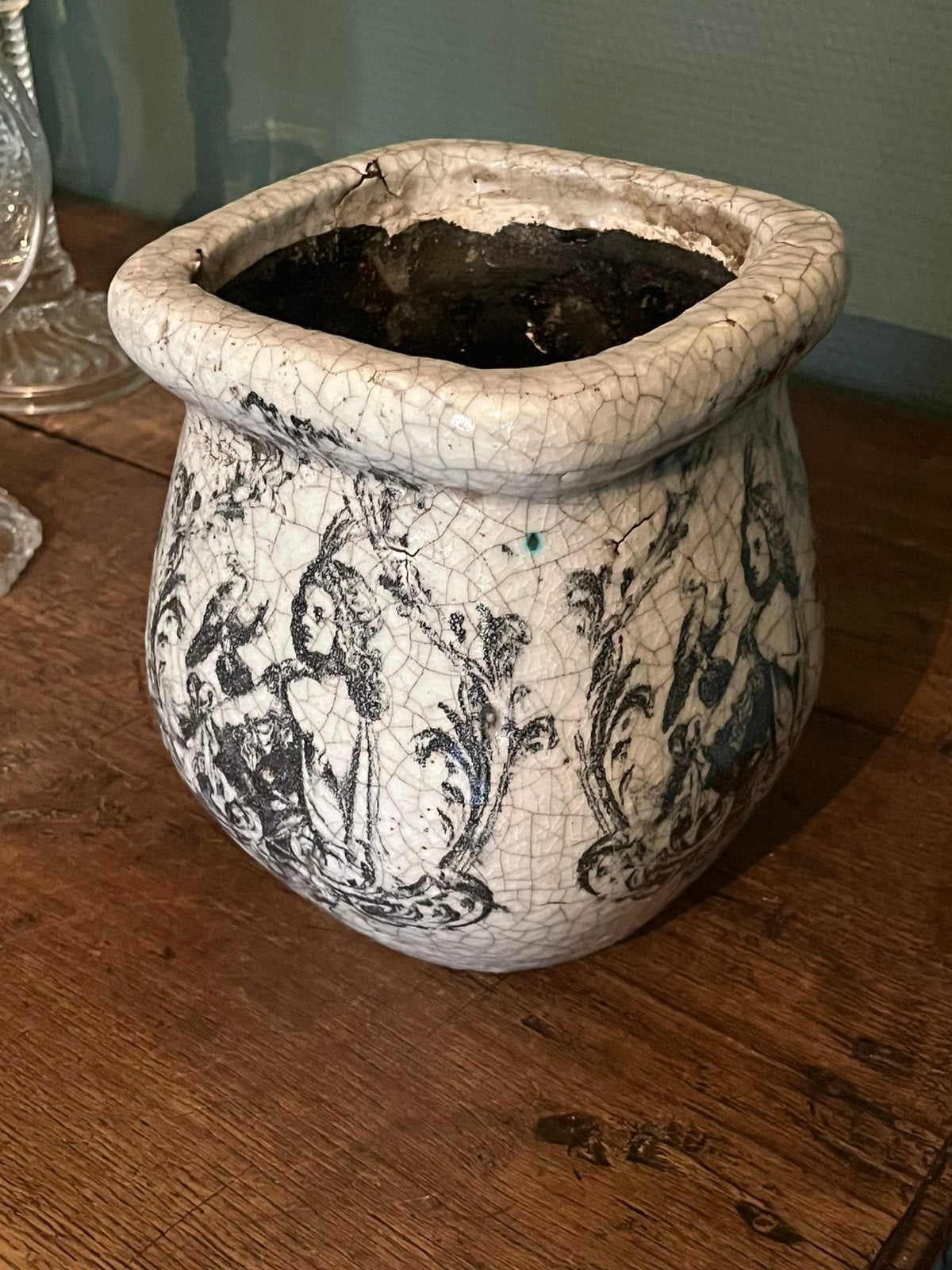 Een decoratieve bloempot, Enlèvement ou Envoi, Moins de 25 cm, Rond, Utilisé
