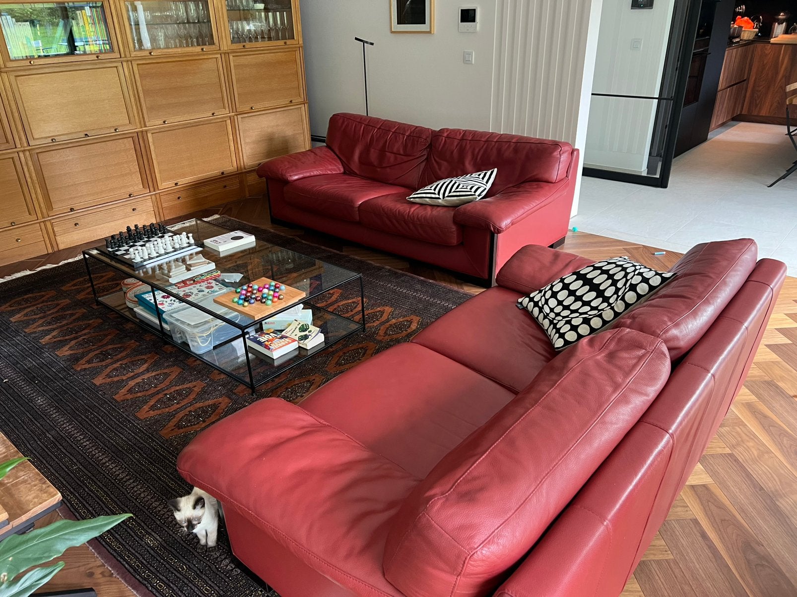 Ensemble de canapés Roche Bobois en cuir, Maison & Meubles, 100 à 125 cm, Banc droit, Enlèvement, Utilisé
