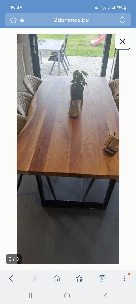 Acacia houten meubels en stoelen, Ophalen, Zo goed als nieuw, Landelijk modern, 6 tot 8 stoelen
