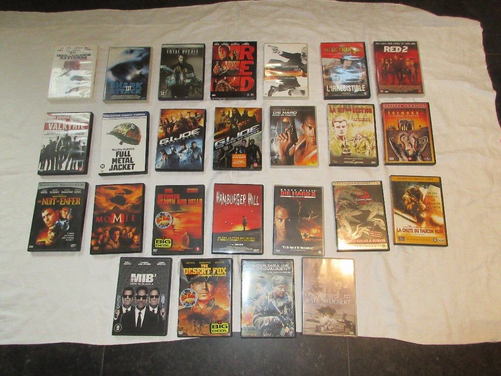 Lot 25 DVD franstalig oorlog actie RED TRANSPORTEUR SHARK, Cd's en Dvd's, Dvd's | Actie, Actie, Ophalen