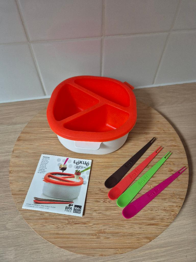 Lékué Chocoladefondue, Maison & Meubles, Cuisine | Vaisselle, Comme neuf, Récipient(s), Uni, Autres matériaux, Enlèvement ou Envoi