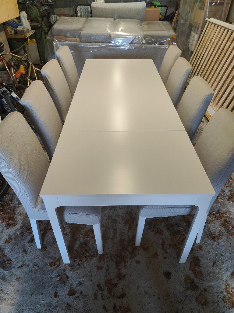 Eettafel+Stoelen(8), Ophalen, 200 cm of meer, 50 tot 100 cm, Zo goed als nieuw