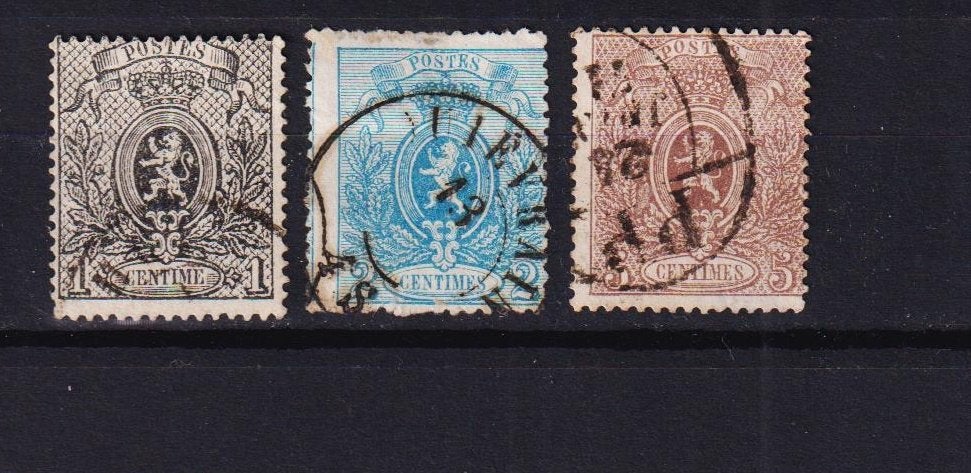 Belqique 1866 COB 23-25 petit lion dentelé oblitéré, Envoi, Affranchi, Oblitéré