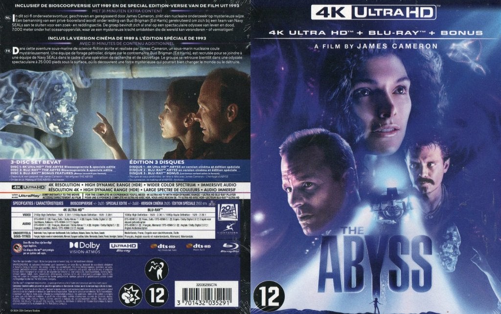 the abyss (4k ultra-hd + blu-ray + blu-ray bonus) neuf, CD & DVD, Blu-ray, Neuf, dans son emballage, Science-Fiction et Fantasy