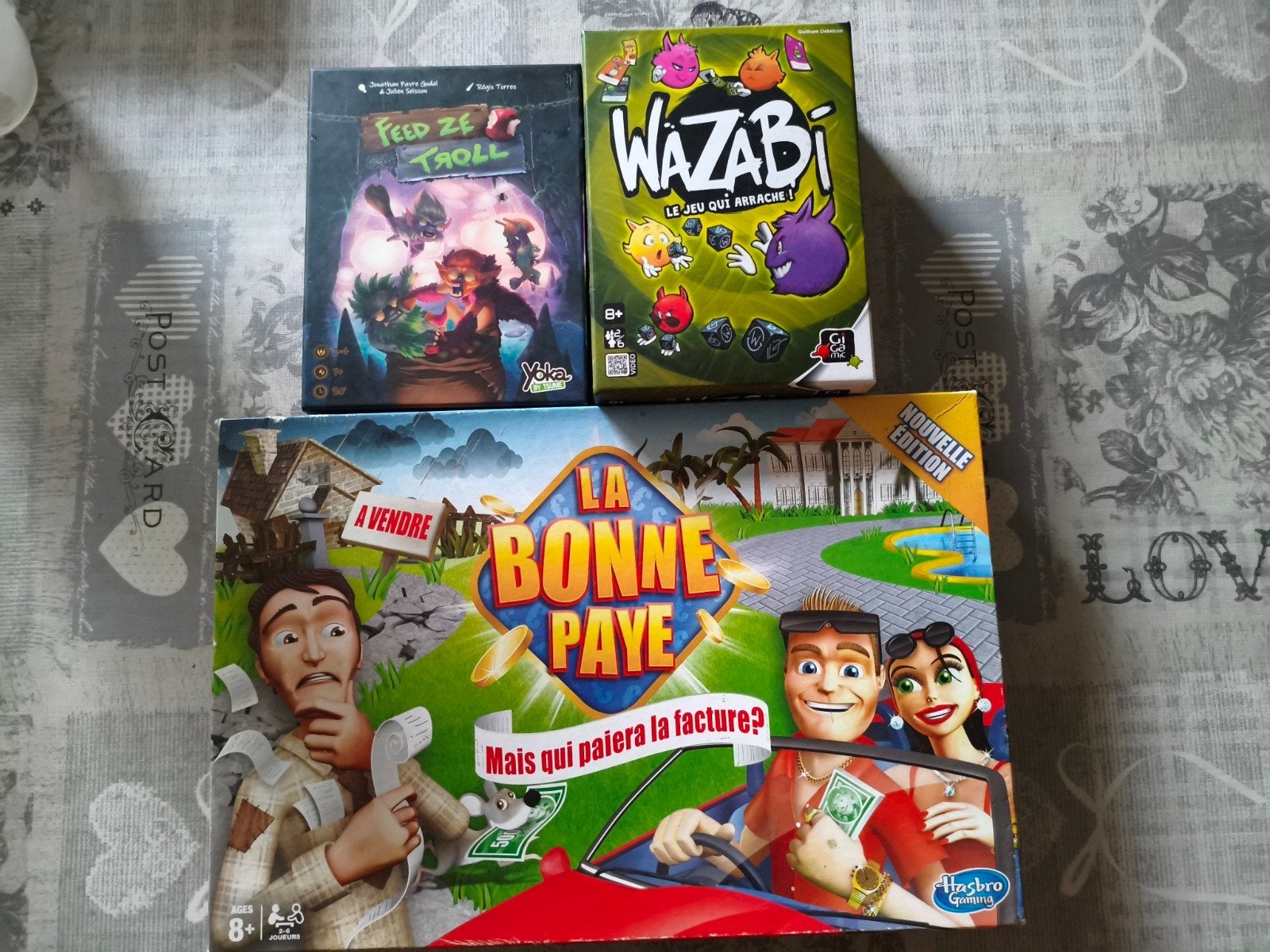 3 jeux: Wazabi, La bonne paye, Feed ze trolls, Ophalen