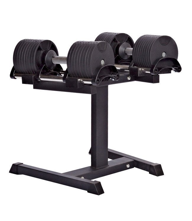 Verstelbare Dumbbells (2x 28kg) + Rek!, Sport en Fitness, Ophalen, Zo goed als nieuw
