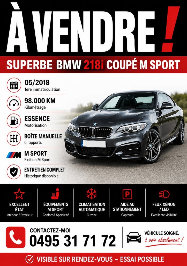 Voiture bmw, Achterwielaandrijving, 2 Reeks, Particulier, Multifunctioneel stuurwiel