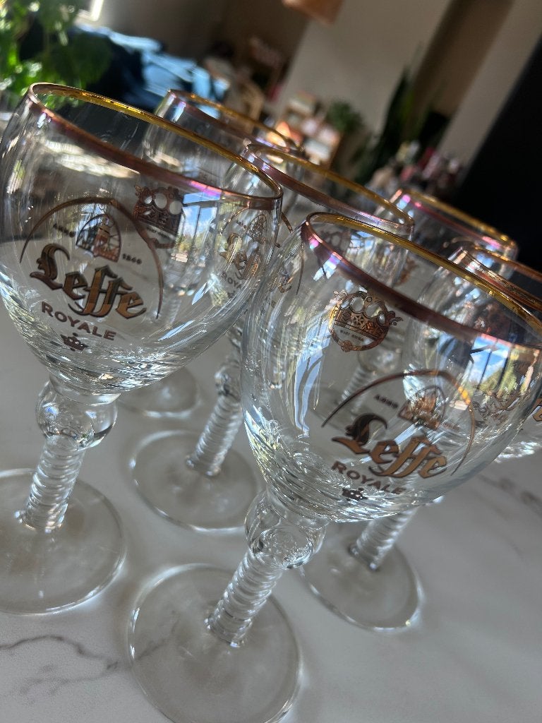6 verres Leffe Royal – liseré doré – modèle vintage, Collections, Enlèvement, Neuf, Verre ou Verres, Leffe