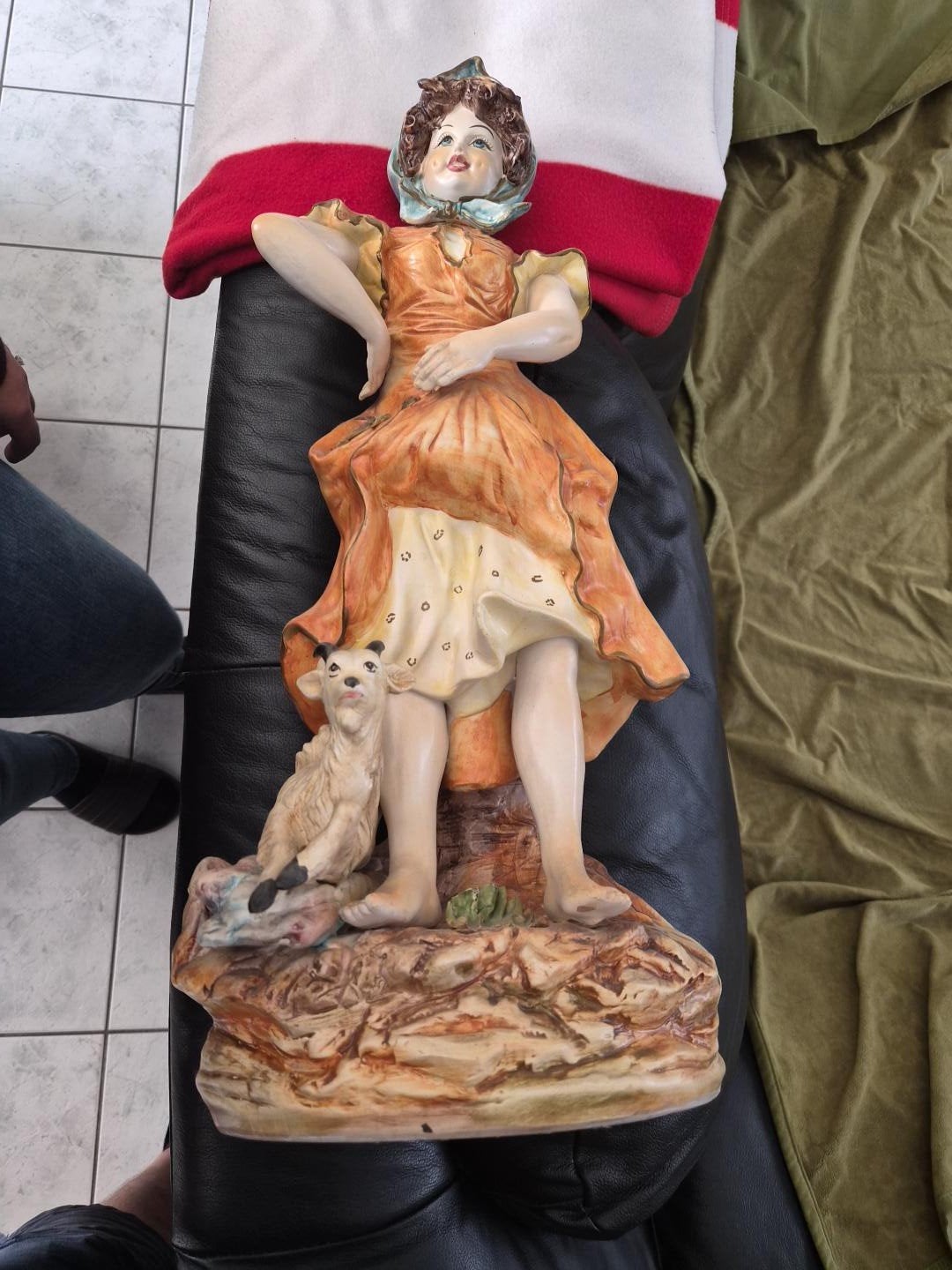 vintage meisje met kat, Antiek en Kunst, Ophalen