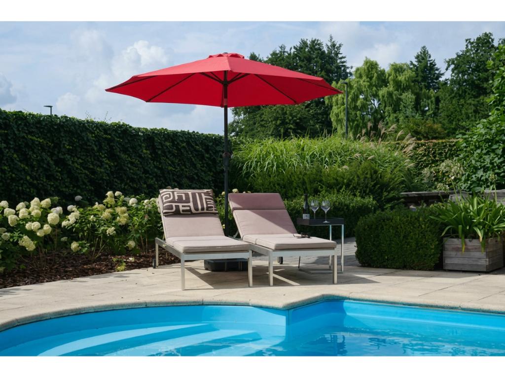 Rode kantelbare Parasol, Tuin en Terras, Nieuw, Verstelbaar, Stokparasol, 2 tot 3 meter