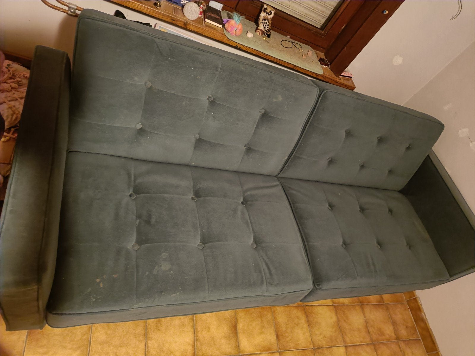 zetelbed met topdekmatras, Ophalen, Gebruikt, Groen