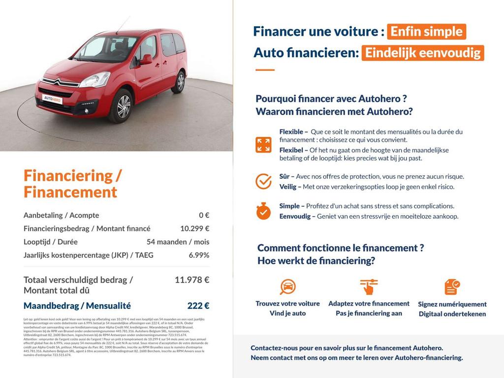 Citroën Berlingo 1.6 Feel (bj 2016), Auto's, Voorwielaandrijving, Stof, Gebruikt, Zwart