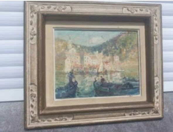 huile sur toile marine signe merio ameglio, Enlèvement ou Envoi, Panneau