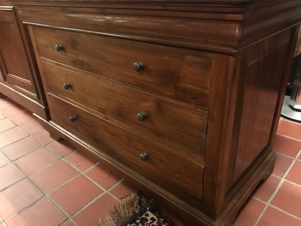 Massief teakhouten LADEKAST DRESSOIR COMMODE flamant, Antiek en Kunst, Ophalen