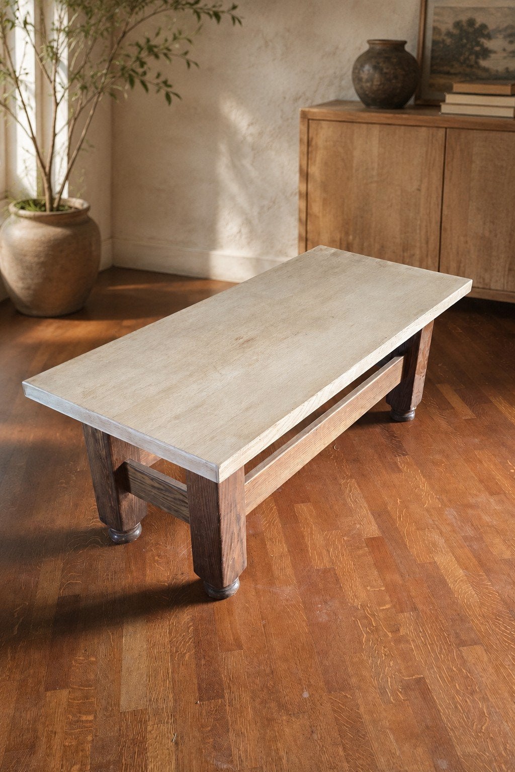Table basse vintage en bois noble rectangulaire, Rectangulaire