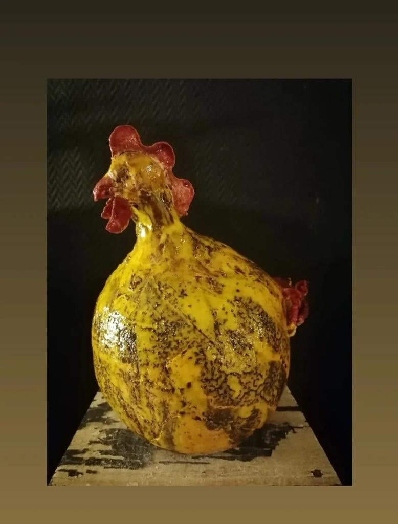 Handgemaakte keramieken kip, Antiek en Kunst, Ophalen of Verzenden