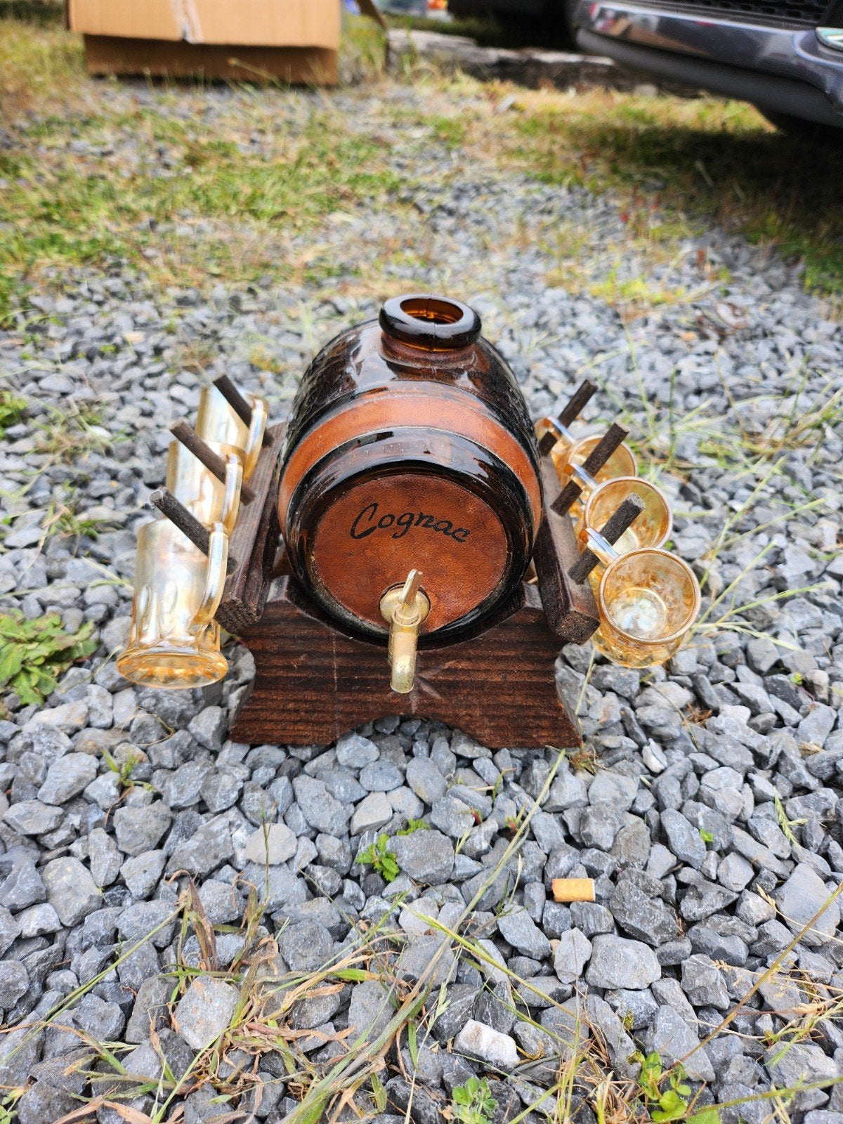 Karaf op vat met cognac, Ophalen of Verzenden