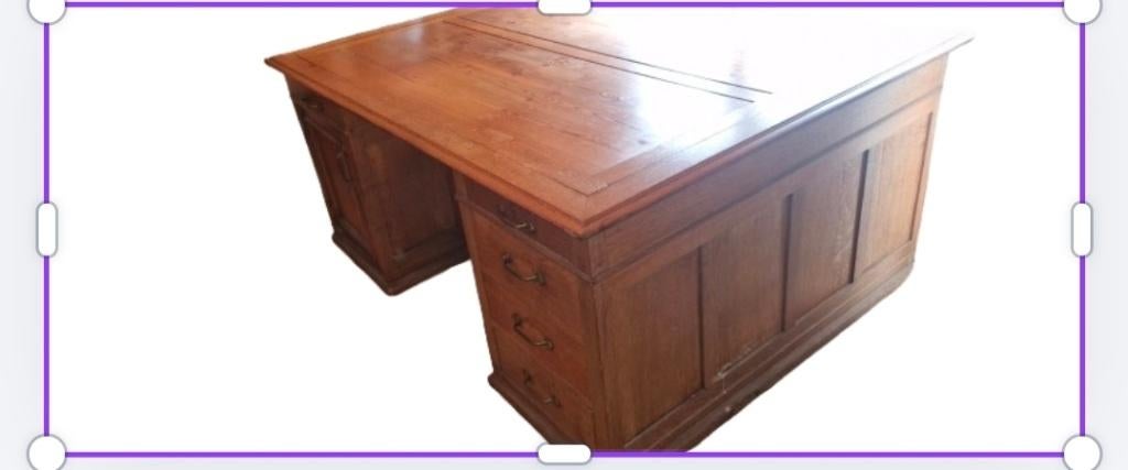 Bureau plein de chêne, 180 cm, Bureau duo, Enlèvement, Antique