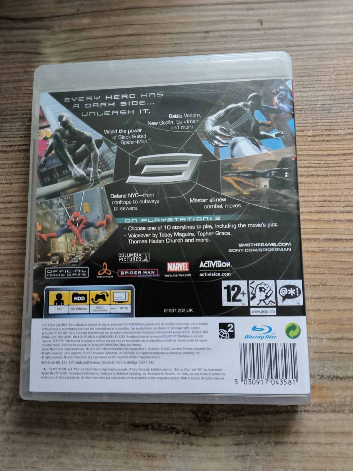 Spider-Man 3 pour PlayStation 3, Enlèvement ou Envoi, 1 joueur, À partir de 12 ans, Aventure et Action