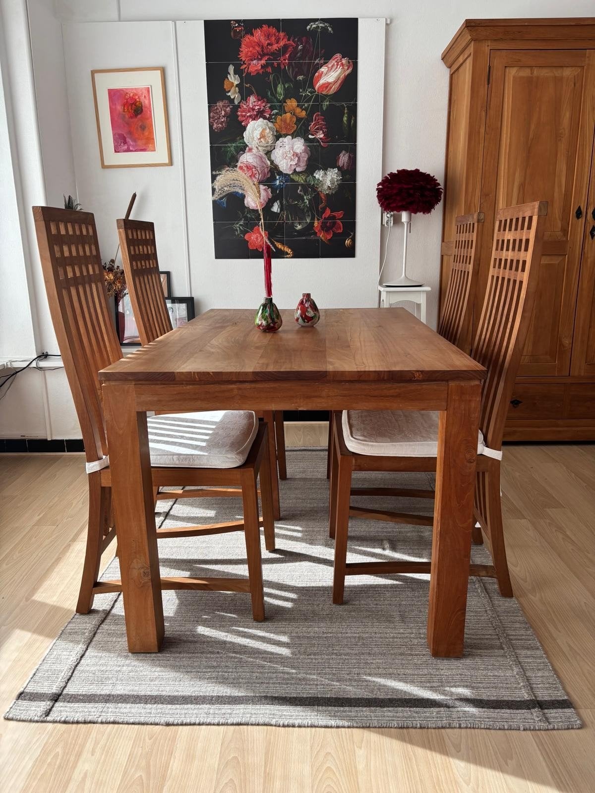 Tafel teak en 4 stoelen, Ophalen