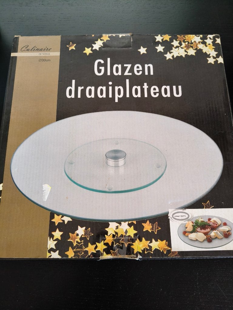Glazen draai plateau (zgan), Ophalen of Verzenden, Zo goed als nieuw