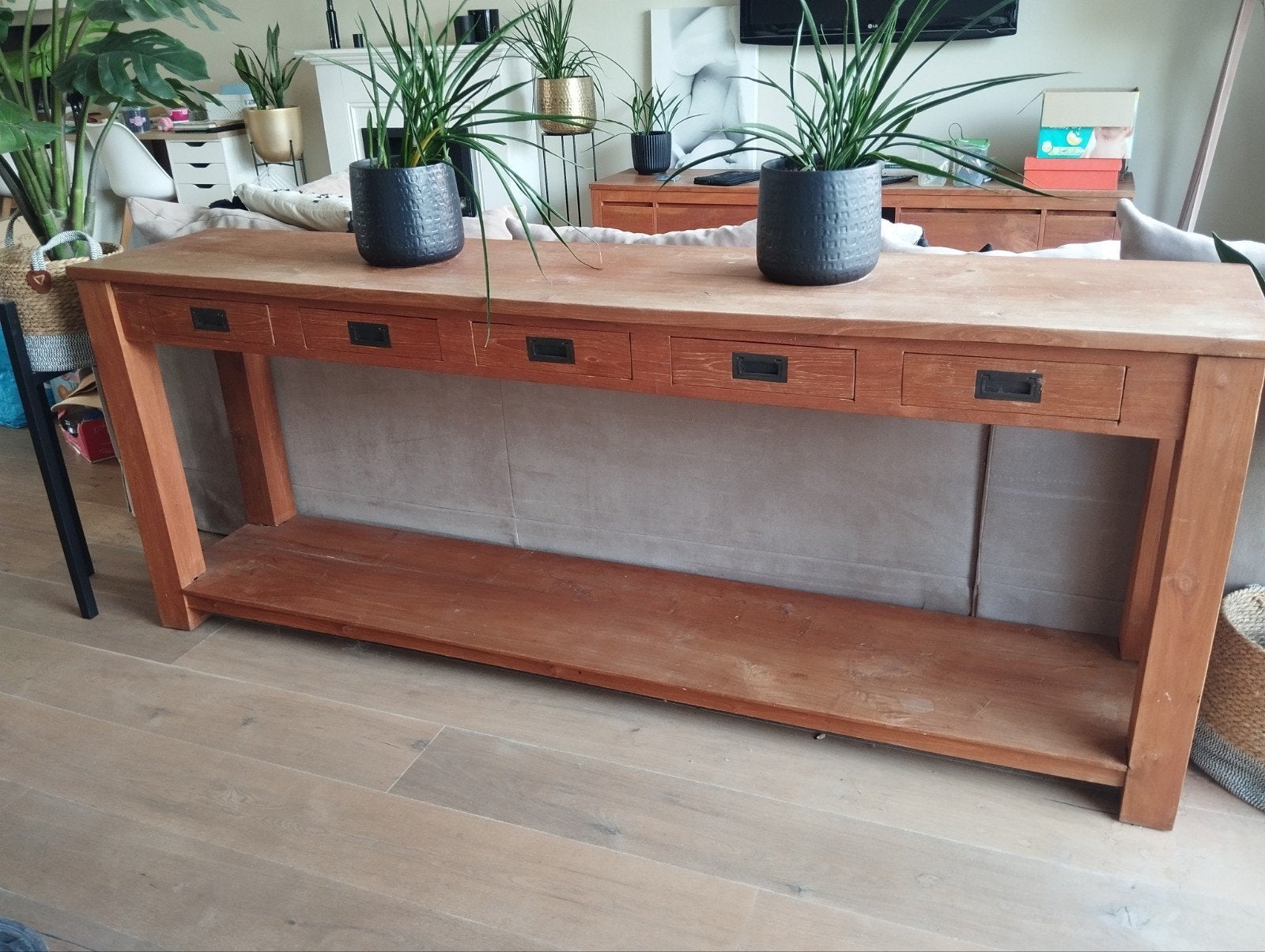 Sidetable in massieve teak, Ophalen, Gebruikt, Teakhout, 200 cm of meer