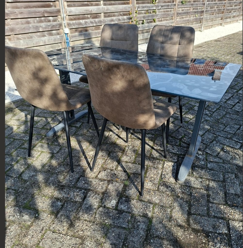 GROTE TAFEL met Glazen Blad en stoelen, Ophalen, 50 – 75, 100 tot 150 cm, 50 tot 100 cm