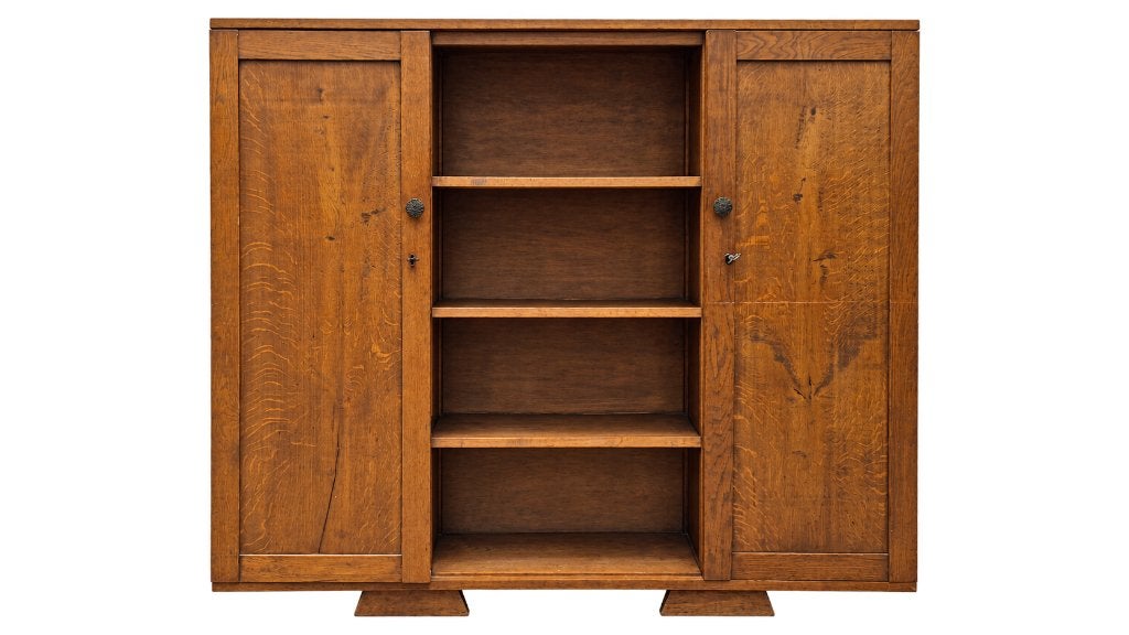 Bibliothèque vintage en bois avec clés originales, Avec porte(s), 25 à 50 cm, Vintage, 100 à 150 cm