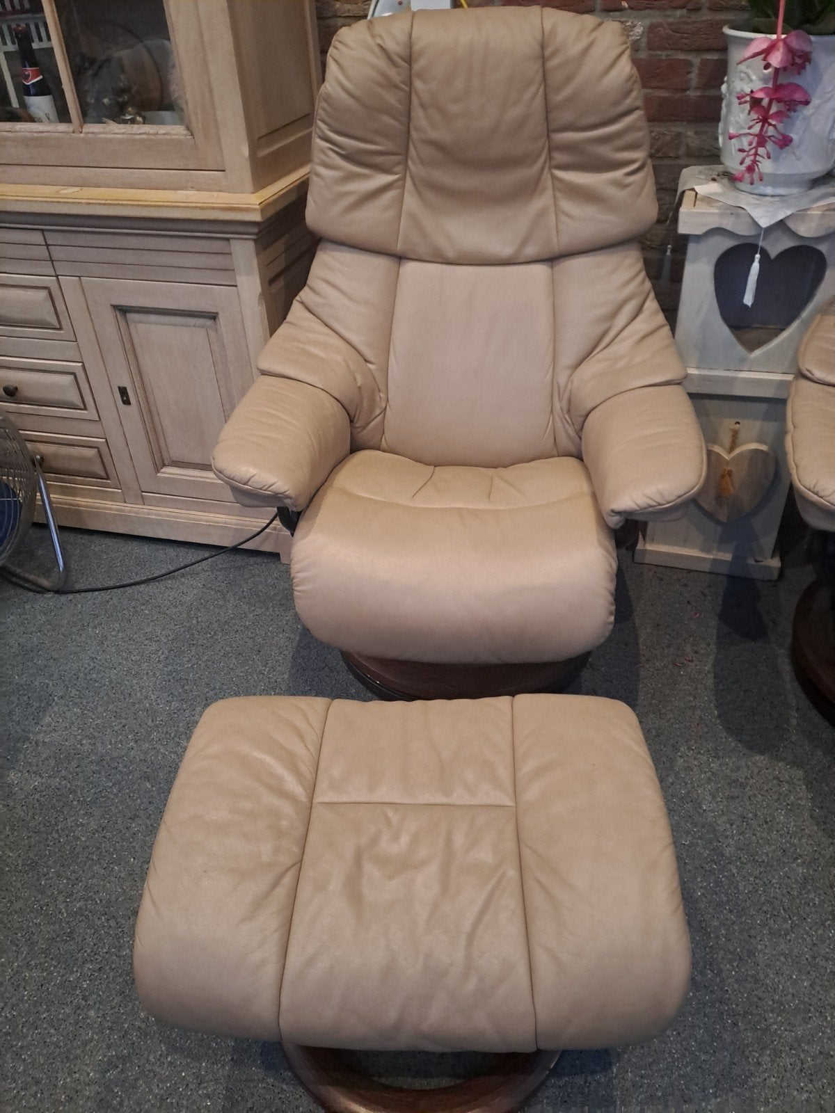 Stressless Reno relaxzetel met voetbank, Ophalen, Zo goed als nieuw, Leer