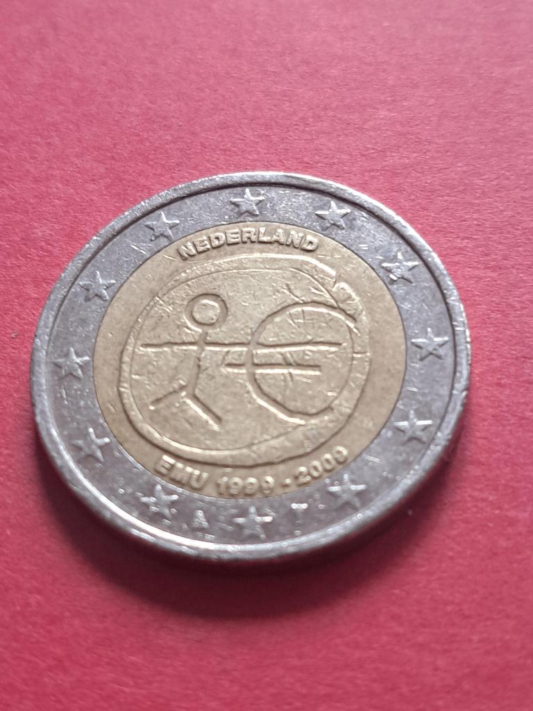 Pays-Bas 2 euros 2009 10 ans de l'UEM, Envoi, Reine Beatrix, Euros, Monnaie en vrac