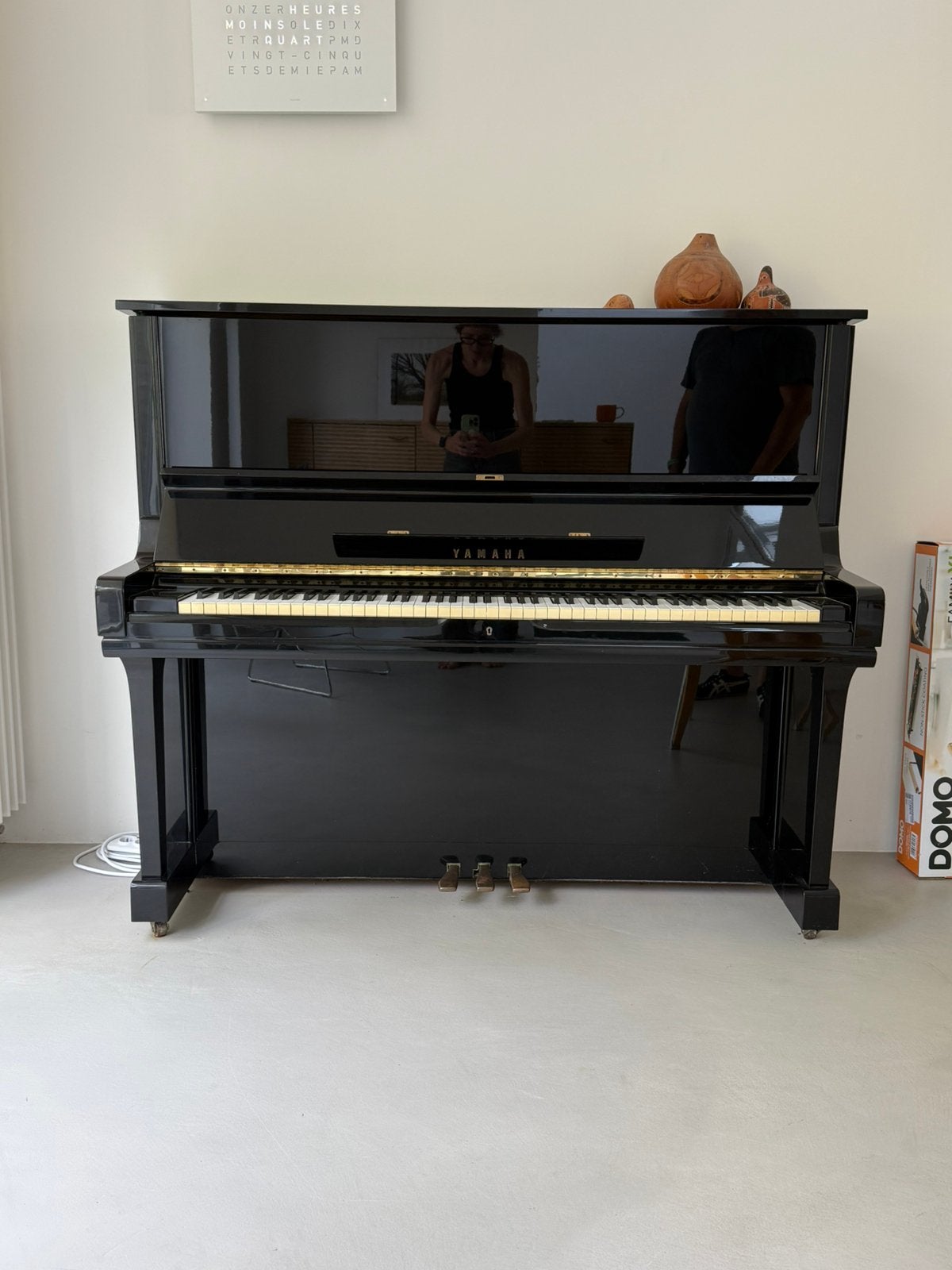 Yamaha U3 – Piano droit noir laqué – Très bel état, Brillant, Comme neuf, Enlèvement, Piano